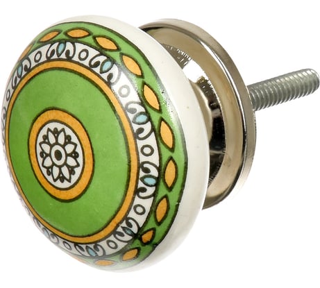 Керамическая ручка для мебели Blumen Haus Восточный узор цвет зеленый, рисунок золотой 66245