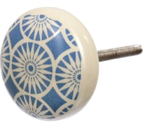 Керамическая ручка для мебели Blumen Haus Маргаритка цвет белый, рисунок голубой 66246