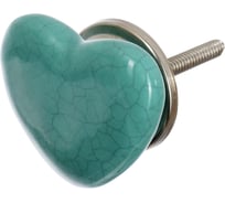 Керамическая ручка для мебели Blumen Haus Сердце цвет бирюзовый 66162
