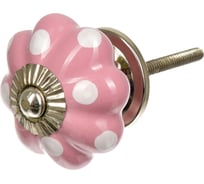Керамическая ручка для мебели Blumen Haus В горох цвет розовый, рисунок белый 66259
