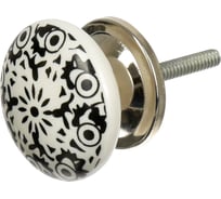 Керамическая ручка для мебели Blumen Haus Узоры цвет белый, рисунок черный 66231