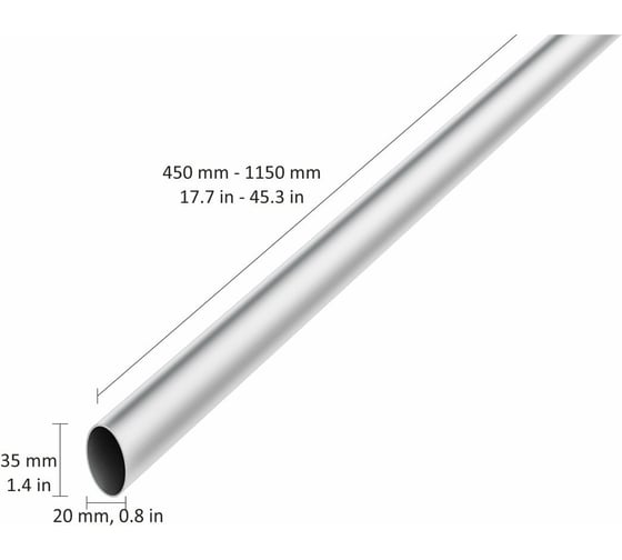Штанга для одежды Dolle 35x20x840 мм, хром 208305