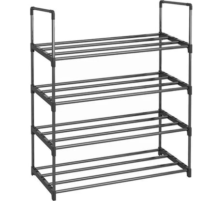 Этажерка для обуви URM из нержавеющей стали, с пластиковыми уголками, 4 яруса, 80x73x28.5 см, черная D00674