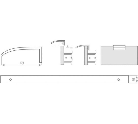 Ручка-профиль JET CA4.4 L220 мм, межцентровое расстояние 192 мм, графит RCA4.4A.192GFDI99
