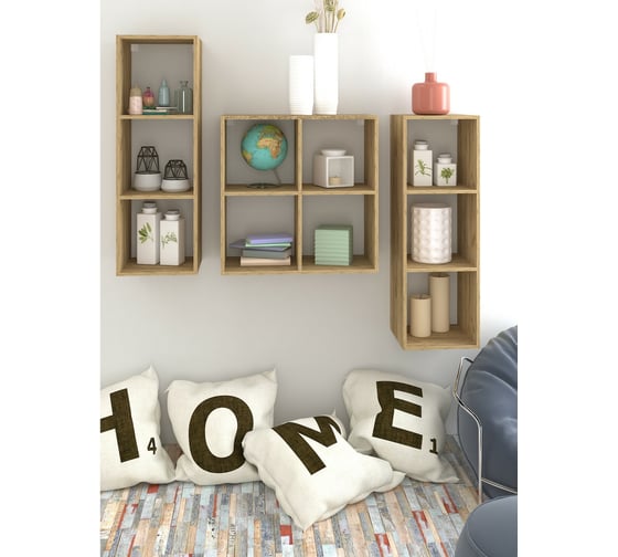 Стеллаж MIXLINE 368х1072х330, ЛДСП, Табачный дуб, 3 ячейки, крепеж 550348