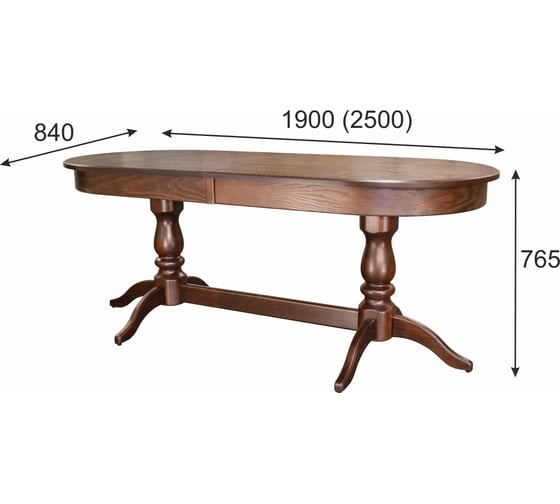Обеденный стол Мебелик Тарун 5 орех, 190/250x84, 2 упаковки 5476