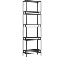 Стеллаж GreenWeen BRICK, черный каркас, полки тонированное стекло, 1960x600x300 GW-BRICK-B-G