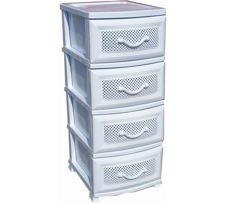 Четырехъярусный комод Росспласт ДЕЛЬФИН белый ВxШxГ 950x380x470 мм 509794