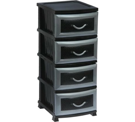 Четырехъярусный комод Росспласт ДЕЛЬФИН черный ВxШxГ 950x380x470 мм 509789
