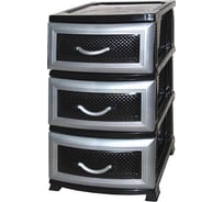 Трехъярусный комод Росспласт ДЕЛЬФИН черный/серебро ВxШxГ 750x380x470 526270