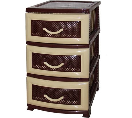 Трехъярусный комод Росспласт ДЕЛЬФИН бежевый/коричневый ВxШxГ 750x380x470 526271