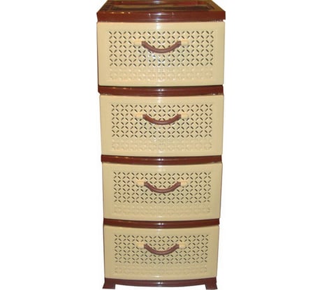 Четырехъярусный комод Росспласт РОМАШКА бежевый/коричневый ВxШxГ 950x380x470 мм 522984