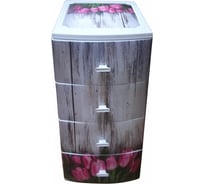 Четырехъярусный комод Росспласт ДЕКОР Тюльпан МОНО рисунок белый ВxШxГ 950x380x470 мм 528885