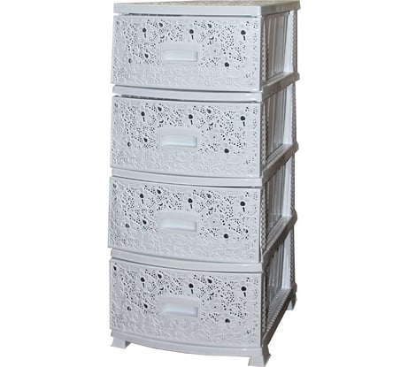 Четырехъярусный комод Росспласт ДЕКОР АЖУР белый ВxШxГ 950x380x470 мм 527767