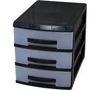 Трехъярусный мини-комод Росспласт черный/прозрачный ВxШxГ 200x180x250 526283