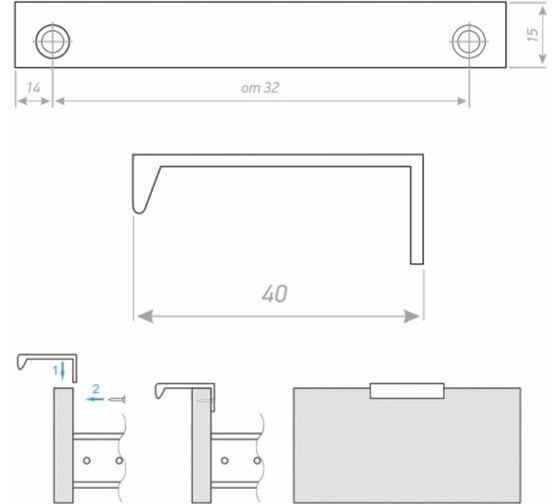 Ручка-профиль JET ca1 l156 мм, м.ц. 128 мм, алюминий RCA1A.128ADI99