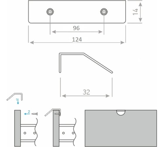 Ручка-профиль JET cт2 l124 мм, м.ц. 96 мм, золото RCT2A.96GADI99