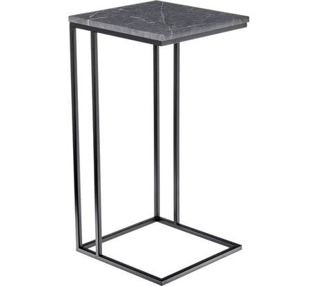Придиванный столик BRADEX loft 35x35 см, серый мрамор, с чёрными ножками RF 0355