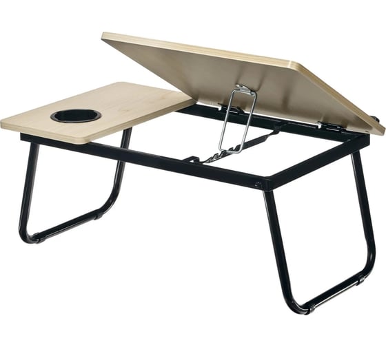 Складной стол BRADEX с подъёмной крышкой и подстаканником вита, 55x32x25 см, мдф, металл, светлое дерево, черный TD 0784