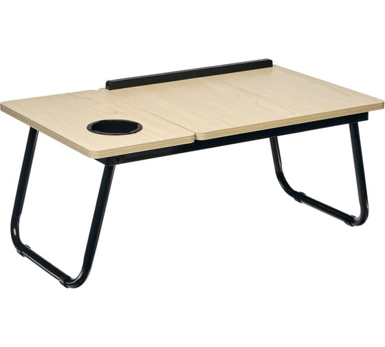 Складной стол BRADEX с подъёмной крышкой и подстаканником вита, 55x32x25 см, мдф, металл, светлое дерево, черный TD 0784