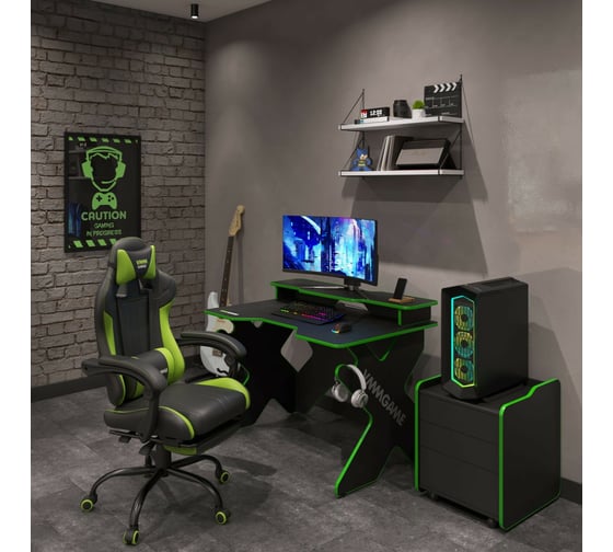 Игровой компьютерный стол VMMGame SPACE Dark Green ST-1BGN