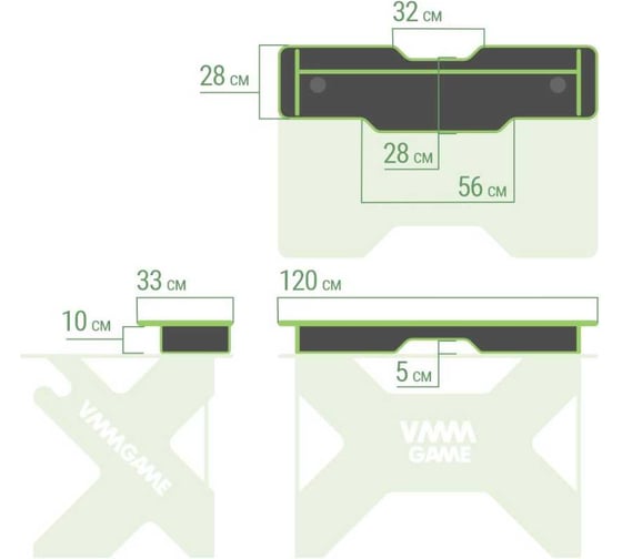 Подставка для монитора и акустической системы VMMGame BASE 120 DARK GREEN BS-2BGN