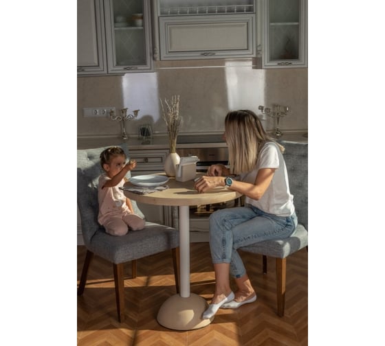 Обеденный стол Мелодия Света из бетона Bowl 750-800 BG+WT 000059801