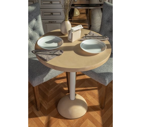 Обеденный стол Мелодия Света из бетона Bowl 750-600 BG+WT 000059799