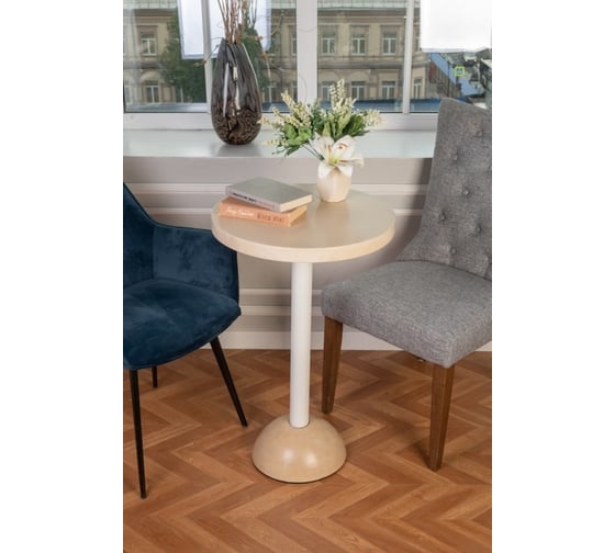 Обеденный стол Мелодия Света из бетона Bowl 750-500 BG+WT 000059798 1