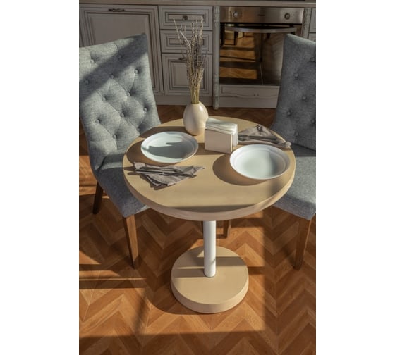 Обеденный стол Мелодия Света из бетона Flat 750-800 BG+WT 000059731 1