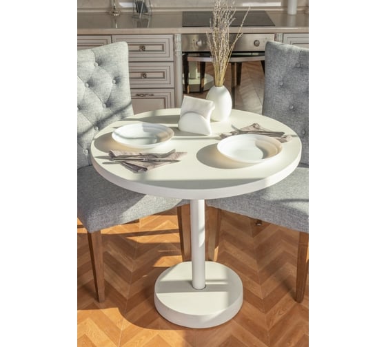 Обеденный стол Мелодия Света из бетона Flat 750-800 WT+WT 000059749