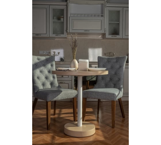Обеденный стол Мелодия Света из бетона Flat 750-600 BG+WT 000061122