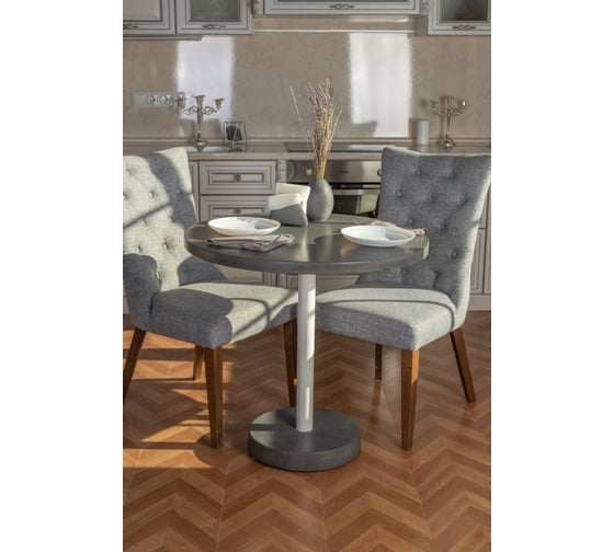 Обеденный стол Мелодия Света из бетона Flat 750-600 GT+WT 000059743 1