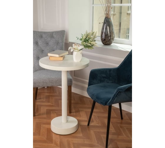 Обеденный стол Мелодия Света из бетона Flat 750-500 WT+WT 000059746 1