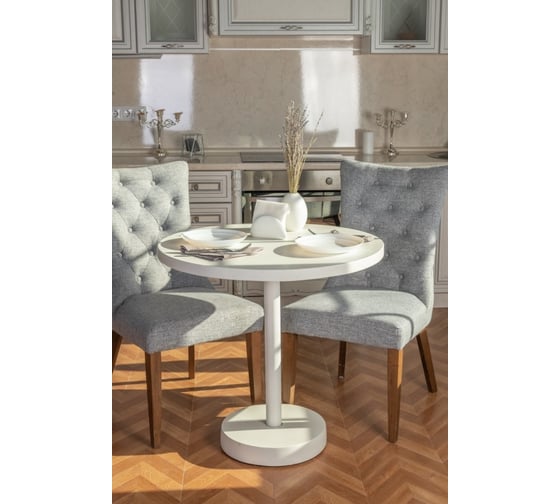 Обеденный стол Мелодия Света из бетона Flat 750-600 WT+WT 000059747 1