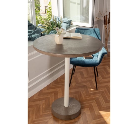 Барный стол Мелодия Света из бетона Flat 950-800 BRN+WT 000059934 1