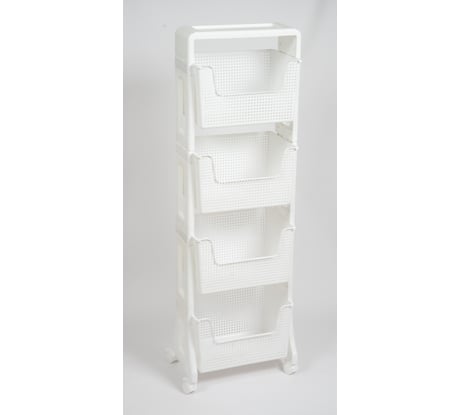 Этажерка Violet Лофт напольная, 4-х ярусная, на колесах, белая 770406