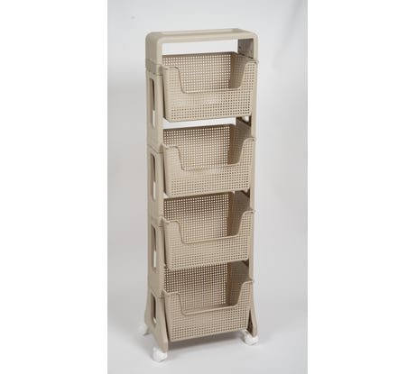 Этажерка Violet Лофт напольная, 4-х ярусная, на колесах, латте 770420