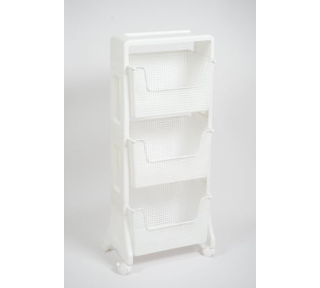 Этажерка Violet Лофт напольная, 3-х ярусная, на колесах, белая 770306