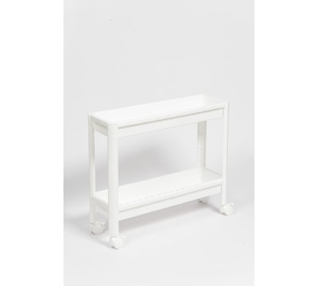 Этажерка Violet VIKEA узкая, 2-х ярусная, на колесах, белая 782206