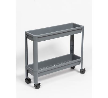 Этажерка Violet VIKEA узкая, 2-х ярусная, на колесах, серая 782218