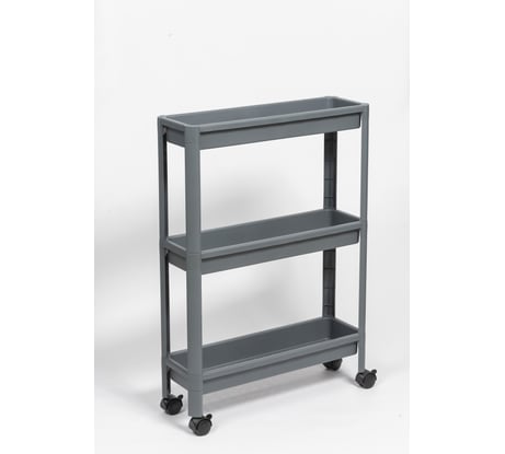 Этажерка Violet VIKEA узкая, 3-х ярусная, на колесах, серая 782318