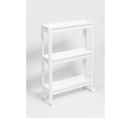 Этажерка Violet VIKEA узкая, 3-х ярусная, на колесах, белая 782306