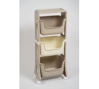 Этажерка Violet Junior напольная, 3-х ярусная, на колесах, латте/слоновая кость 771320