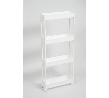 Узкая этажерка Violet 4-х ярусная, на колесах, белая 760406