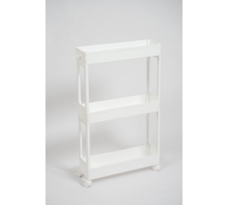 Узкая этажерка Violet 3-х ярусная, на колесах, белая 760306