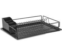 Настольная сушилка для посуды и приборов с поддоном TEKNO-TEL 1 ярус, чёрный матовый KB006B