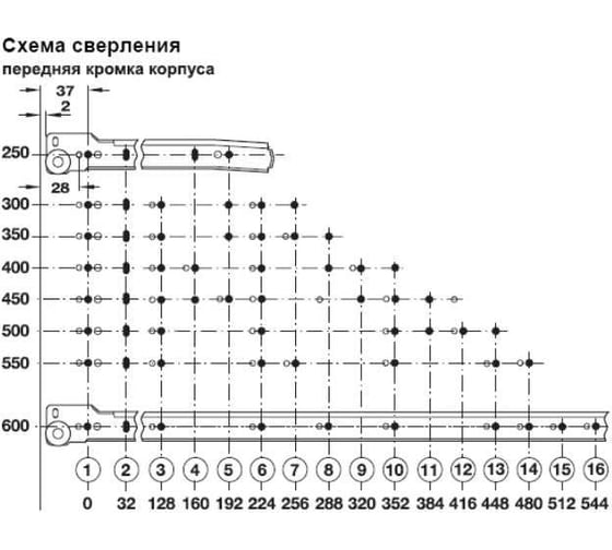 Роликовые направляющие Hafele Matrix runners S25 серый, 300 мм 423.08.231