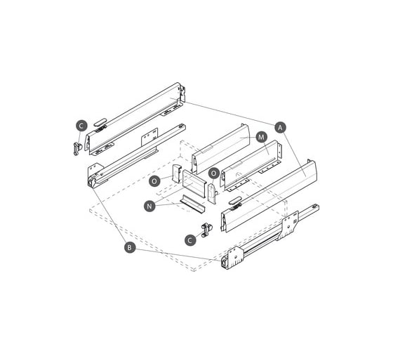 Боковины Hafele Matrix box P 92/350 мм, антрацит 513.00.322