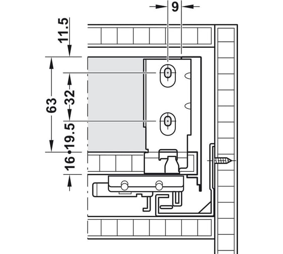 Комплект боковин Hafele Matrix Box A серый, 89x500 мм 552.21.415